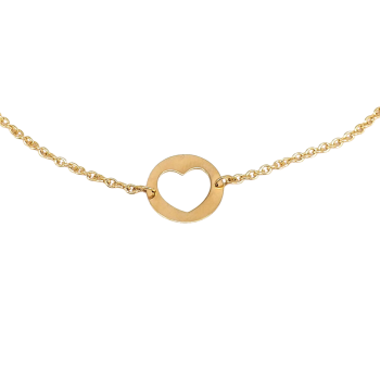 Pulsera Cadena y Motivo Central de Corazón en Oro de 18K