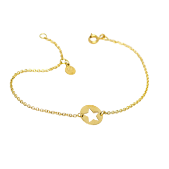 Pulsera con Cadena y motivo central de Estrella de Oro de 18k