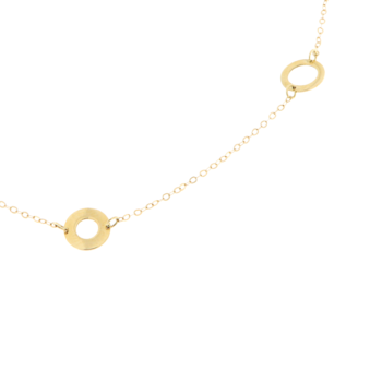 Cadena Oro de Ley de 45cm con anilla a 42cm. Motivos círculos calados de 7mm