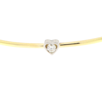 Pulsera rigida de Hilo de 1,20 mm Oro de Ley con Brillante central en forma Corazón de 0,10cts