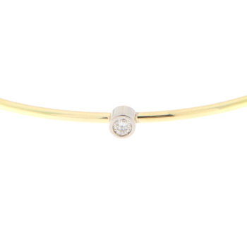 Pulsera rigida de hilo de 1,20 mm Oro de Ley , con Brillante central de 0,10 cts